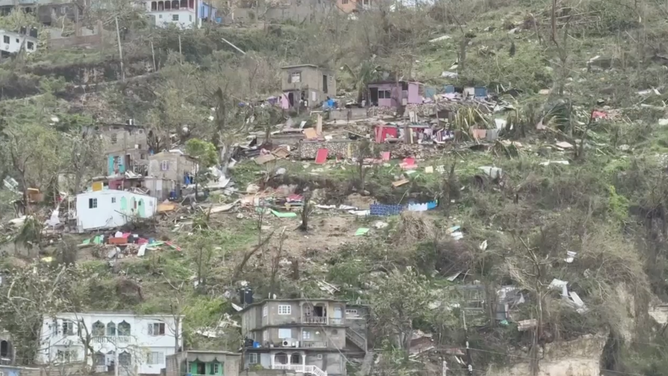 Hurricane Melissa damage in Montego Bay, Jamaica on Oct. 29, 2025, a day after landfall.
